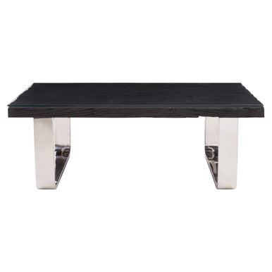 Orsina Kerala Black Wood and Glass Coffee Table with Silver U-Base
