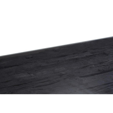 Orsina Kerala Black Wood and Glass Coffee Table with Silver U-Base