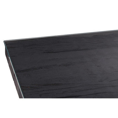 Orsina Kerala Black Wood and Glass Coffee Table with Silver U-Base