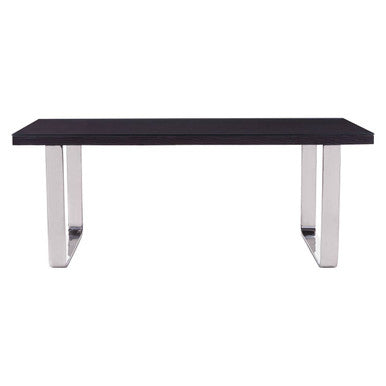 Orsina Kerala Black Pinewood & Glass Dining Table | Silver U-Legs