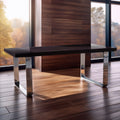 Orsina Kerala Black Pinewood & Glass Dining Table | Silver U-Legs
