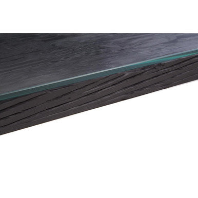 Orsina Kerala Console Table – Black Wood and Glass with Silver Legs