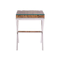 Orsina Kerala Sal Wood Side Table | Glass Top & White Cross Legs