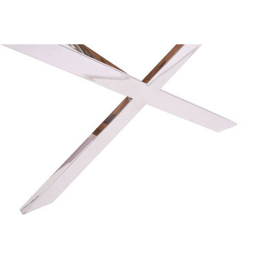 Orsina Kerala Natural Wood End Table with Glass Top and Cross Base