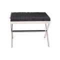 Orsina Kerala Black Wood and Glass End Table with Silver Cross Base