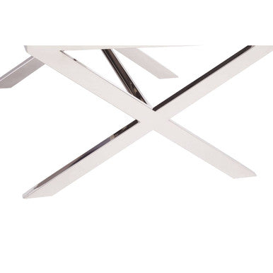 Orsina Kerala Black Wood and Glass End Table with Silver Cross Base