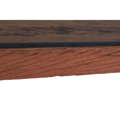 Orsina Kerala Sal Wood and Glass Dining Table with Grey Cross Base