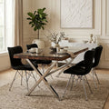 Orsina Kerala Sal Wood and Glass Dining Table with Grey Cross Base