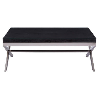 Orsina Kerala Reclaimed Wood and Glass Coffee Table with Silver Base