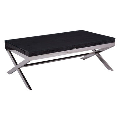 Orsina Kerala Reclaimed Wood and Glass Coffee Table with Silver Base