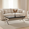 Orsina Kerala Reclaimed Wood and Glass Coffee Table with Silver Base