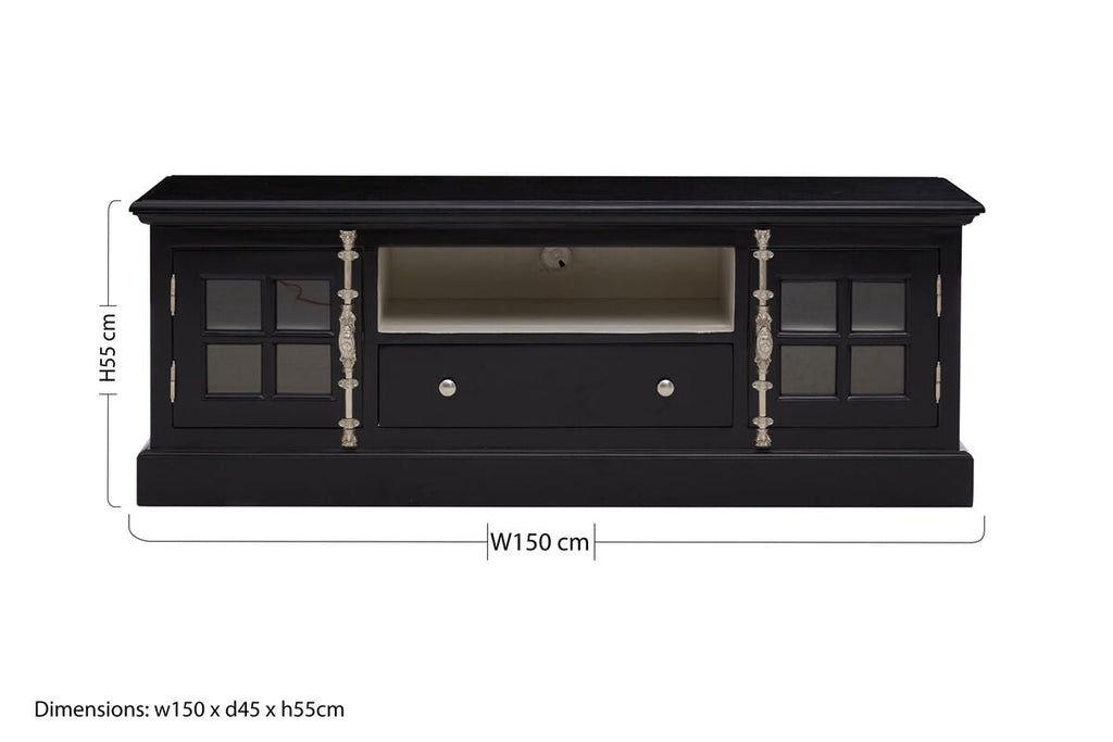 Orsina Covent Black Mahogany Media Unit | Modern TV Stand Storage