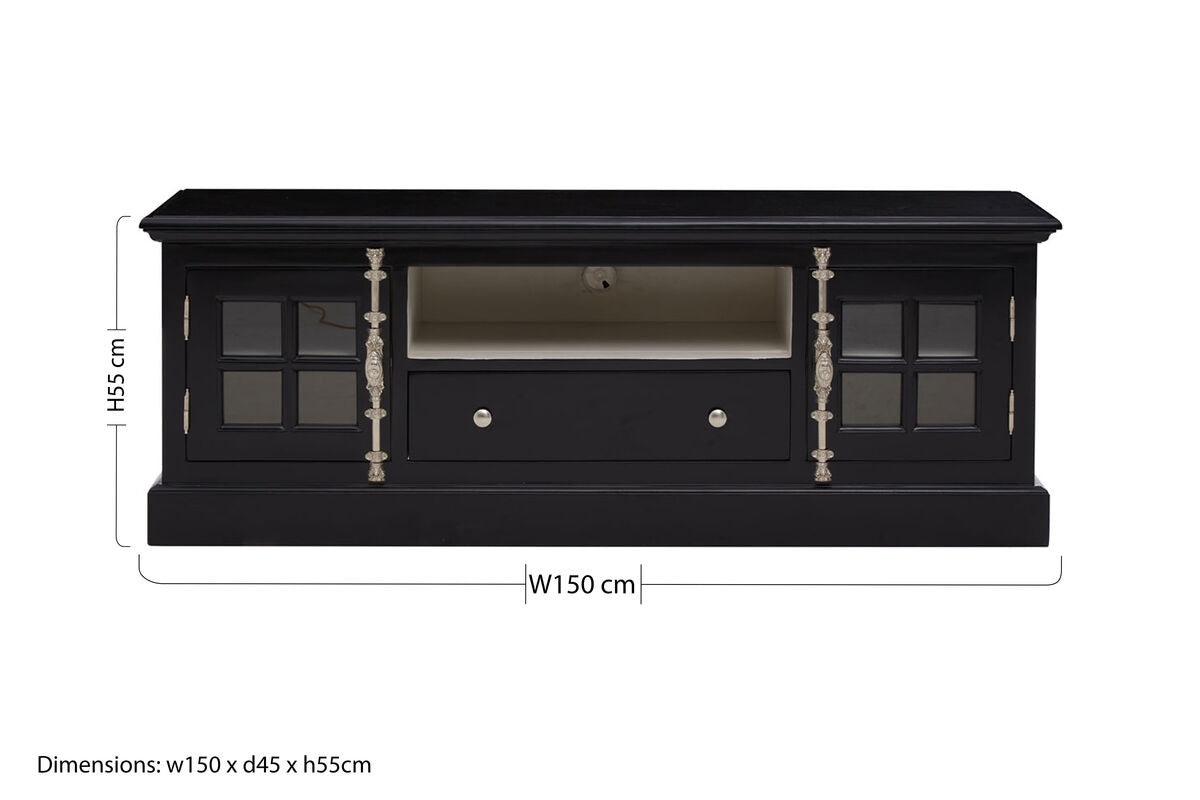 Orsina Covent Black Mahogany Media Unit | Modern TV Stand Storage