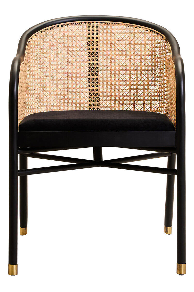 Orsina Corso Rattan Dining Chair – Black Cane Back & Velvet Seat