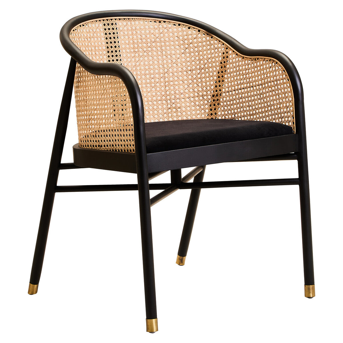 Orsina Corso Rattan Dining Chair – Black Cane Back & Velvet Seat