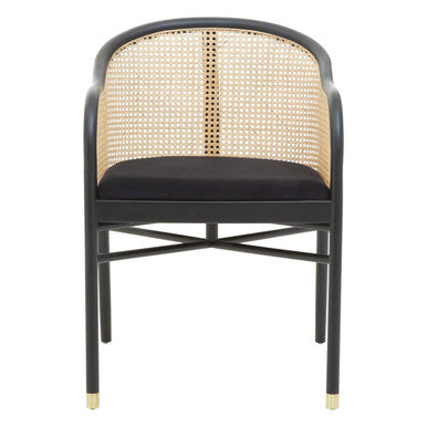 Orsina Corso Rattan Dining Chair – Black Cane Back & Velvet Seat