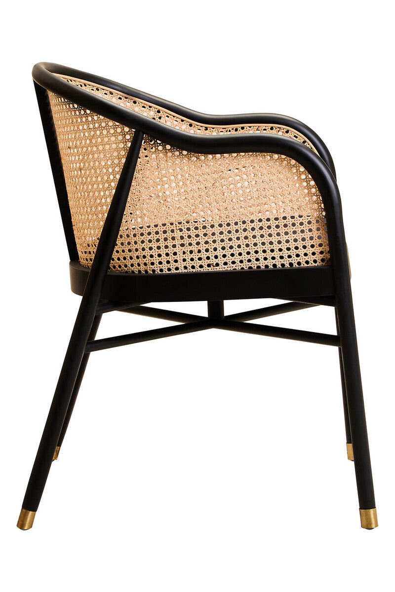 Orsina Corso Rattan Dining Chair – Black Cane Back & Velvet Seat