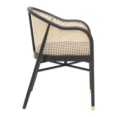 Orsina Corso Rattan Dining Chair – Black Cane Back & Velvet Seat
