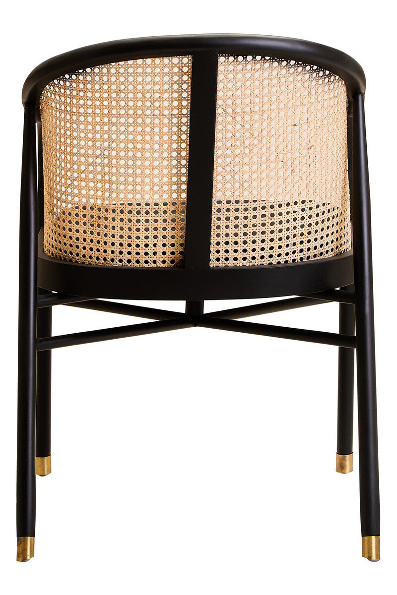 Orsina Corso Rattan Dining Chair – Black Cane Back & Velvet Seat