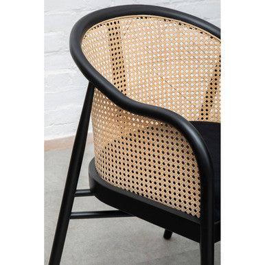 Orsina Corso Rattan Dining Chair – Black Cane Back & Velvet Seat