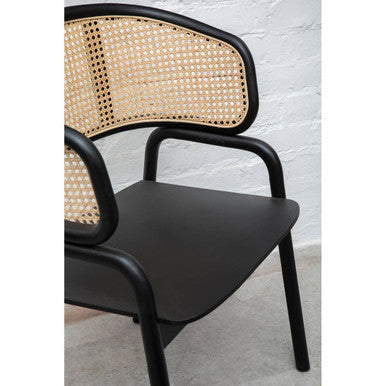 Orsina Corso Rattan Dining Chair – Black Cane Back & Velvet Seat