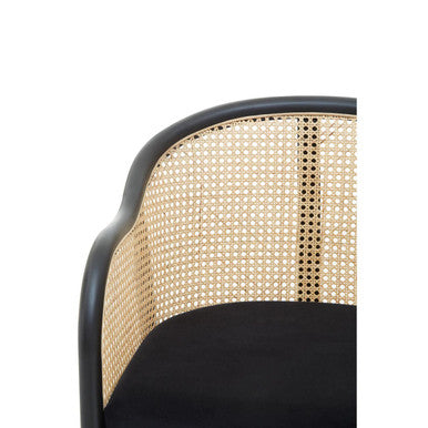 Orsina Corso Rattan Dining Chair – Black Cane Back & Velvet Seat