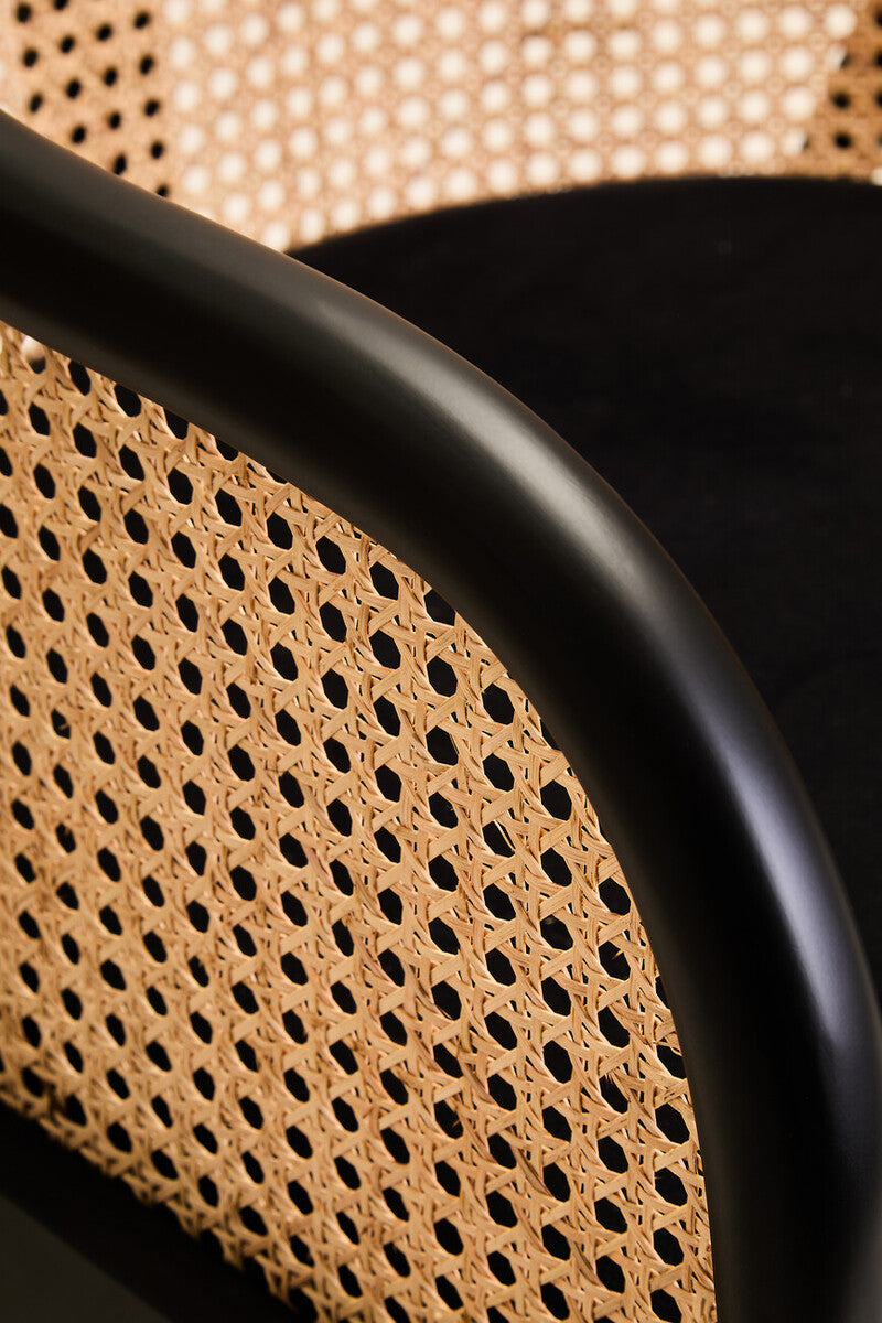 Orsina Corso Rattan Dining Chair – Black Cane Back & Velvet Seat
