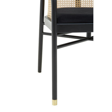 Orsina Corso Rattan Dining Chair – Black Cane Back & Velvet Seat