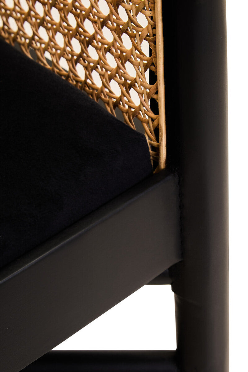Orsina Corso Rattan Dining Chair – Black Cane Back & Velvet Seat