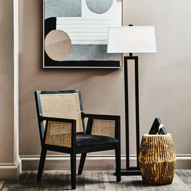 Orsina Corso Rattan Dining Chair | Black Birch Frame & Velvet Seat