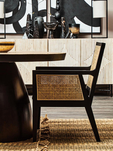 Orsina Corso Rattan Dining Chair | Black Birch Frame & Velvet Seat