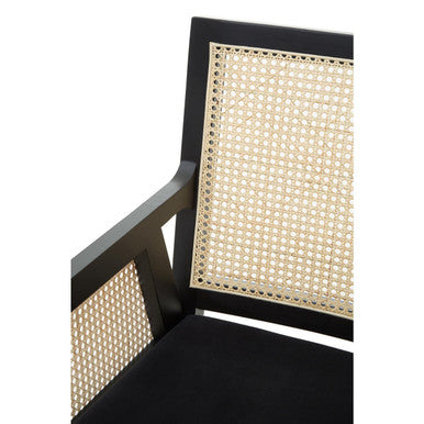 Orsina Corso Rattan Dining Chair | Black Birch Frame & Velvet Seat