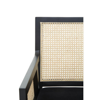 Orsina Corso Rattan Dining Chair | Black Birch Frame & Velvet Seat