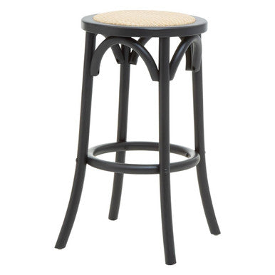 Orsina Corso Rattan Counter Stool – Black Birchwood and Natural Seat
