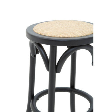 Orsina Corso Rattan Counter Stool – Black Birchwood and Natural Seat