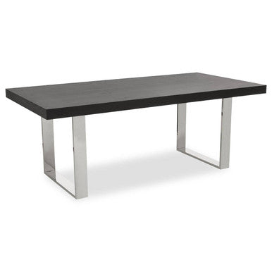 Orsina Ulmus Black Elm Wood Dining Table with Stainless Steel Legs