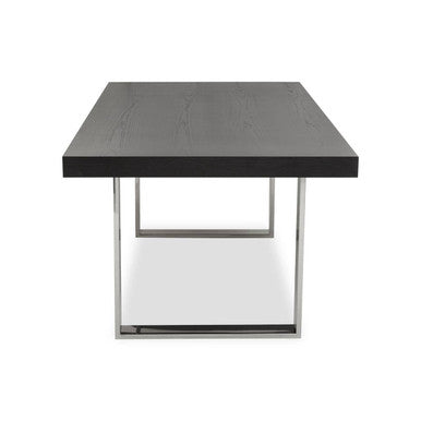 Orsina Ulmus Black Elm Wood Dining Table with Stainless Steel Legs