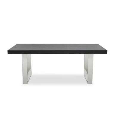 Orsina Ulmus Black Elm Wood Dining Table with Stainless Steel Legs
