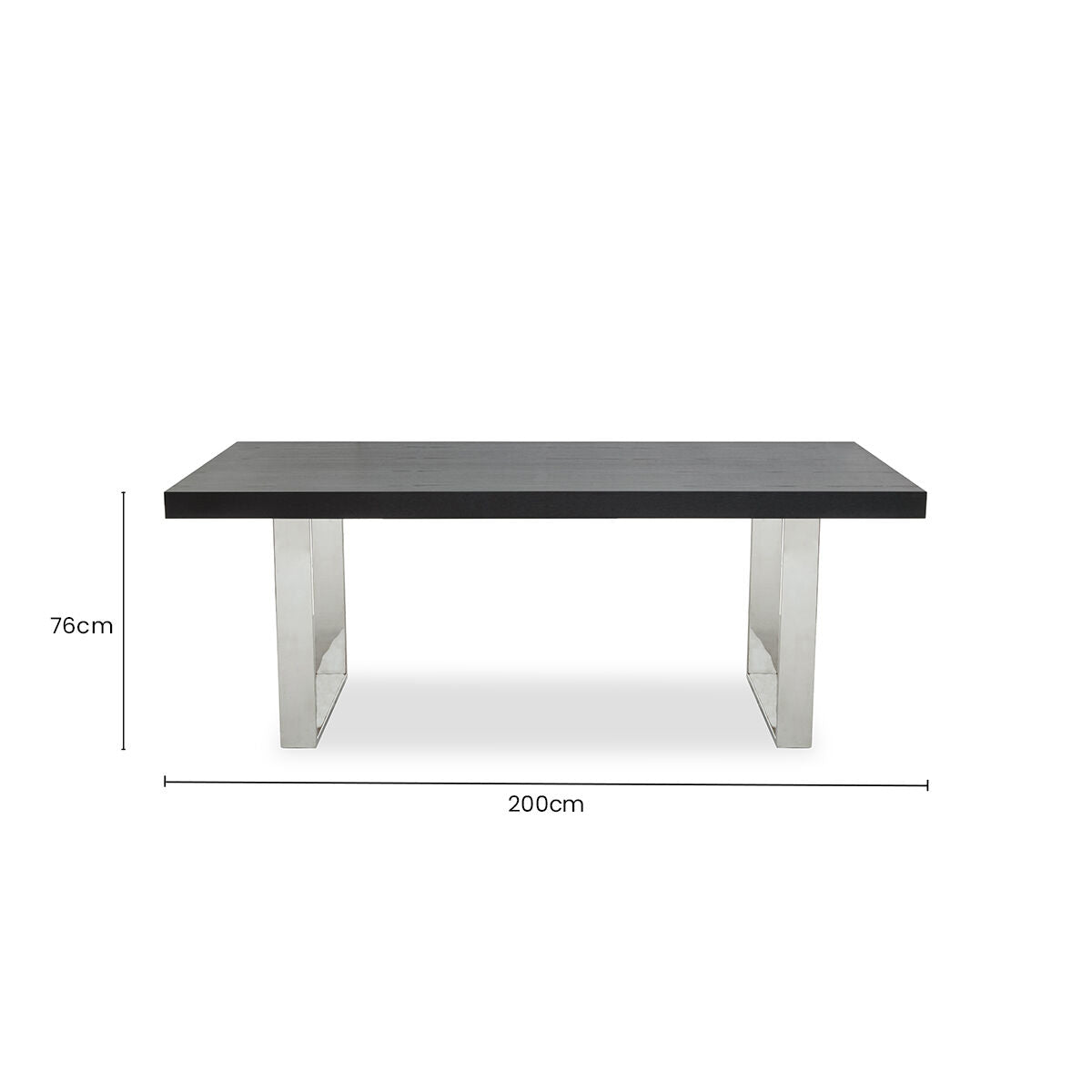 Orsina Ulmus Black Elm Wood Dining Table with Stainless Steel Legs