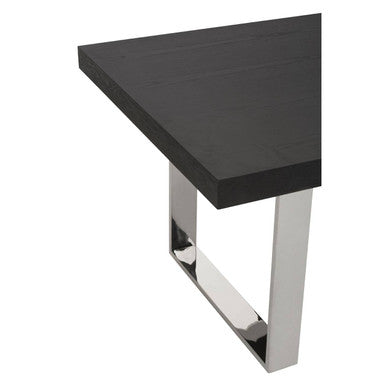 Orsina Ulmus Black Elm Wood Dining Table with Stainless Steel Legs