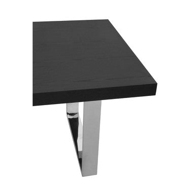 Orsina Ulmus Black Elm Wood Dining Table with Stainless Steel Legs