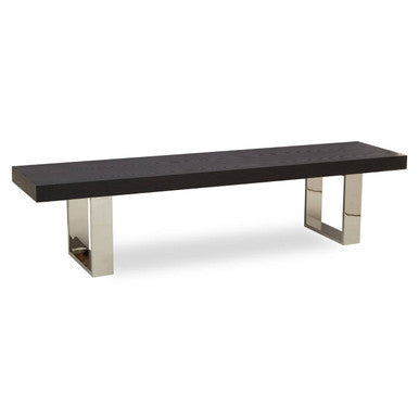 Orsina Ulmus Black Elm Wood Dining Bench with Stainless Steel Legs