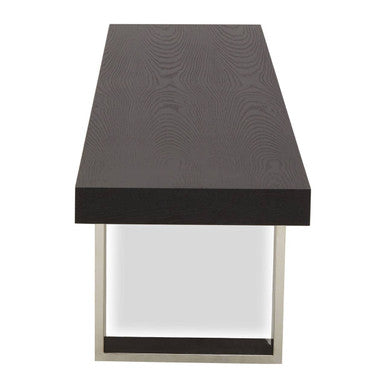 Orsina Ulmus Black Elm Wood Dining Bench with Stainless Steel Legs