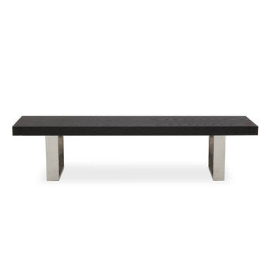 Orsina Ulmus Black Elm Wood Dining Bench with Stainless Steel Legs