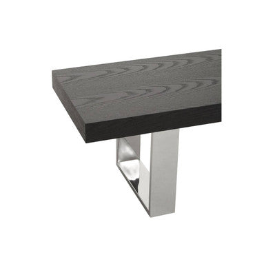 Orsina Ulmus Black Elm Wood Dining Bench with Stainless Steel Legs