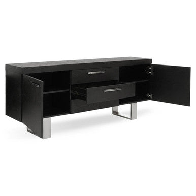 Orsina Ulmus Black Elm Wood Sideboard – Modern 3-Drawer Storage Cabinet