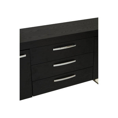 Orsina Ulmus Black Elm Wood Sideboard – Modern 3-Drawer Storage Cabinet