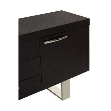 Orsina Ulmus Black Elm Wood Sideboard – Modern 3-Drawer Storage Cabinet