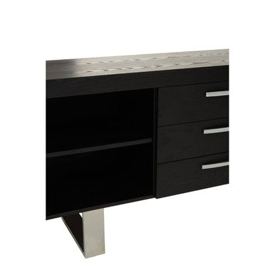Orsina Ulmus Black Elm Wood Sideboard – Modern 3-Drawer Storage Cabinet