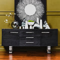 Orsina Ulmus Black Elm Wood Sideboard – Modern 3-Drawer Storage Cabinet
